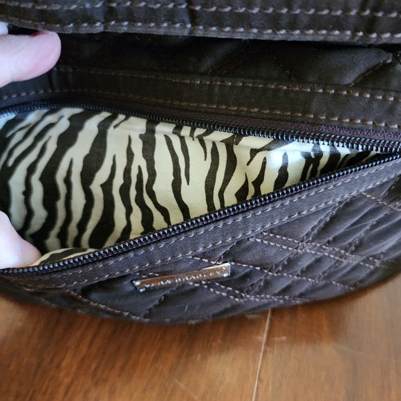 VERA BRADLEY Espresso Brown Microfiber Purse Zebra Lining Used Good Condition - Picture 8 of 15